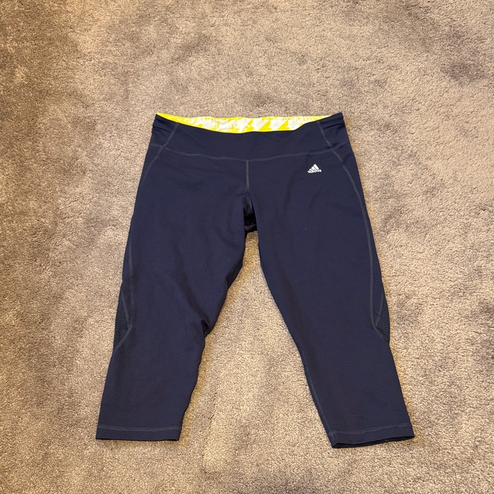 Adidas Climacool Capri Leggings SIZE L Navy Blue Athletic Workout Pants